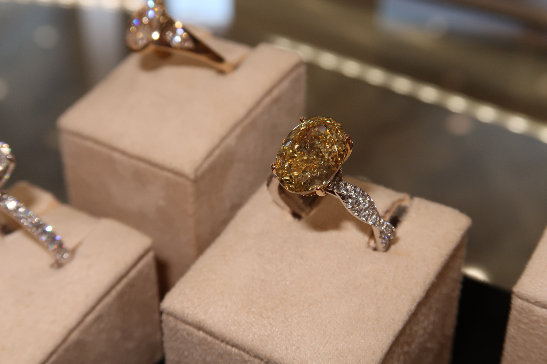 Fine jewelry on display at Maya Caroleena